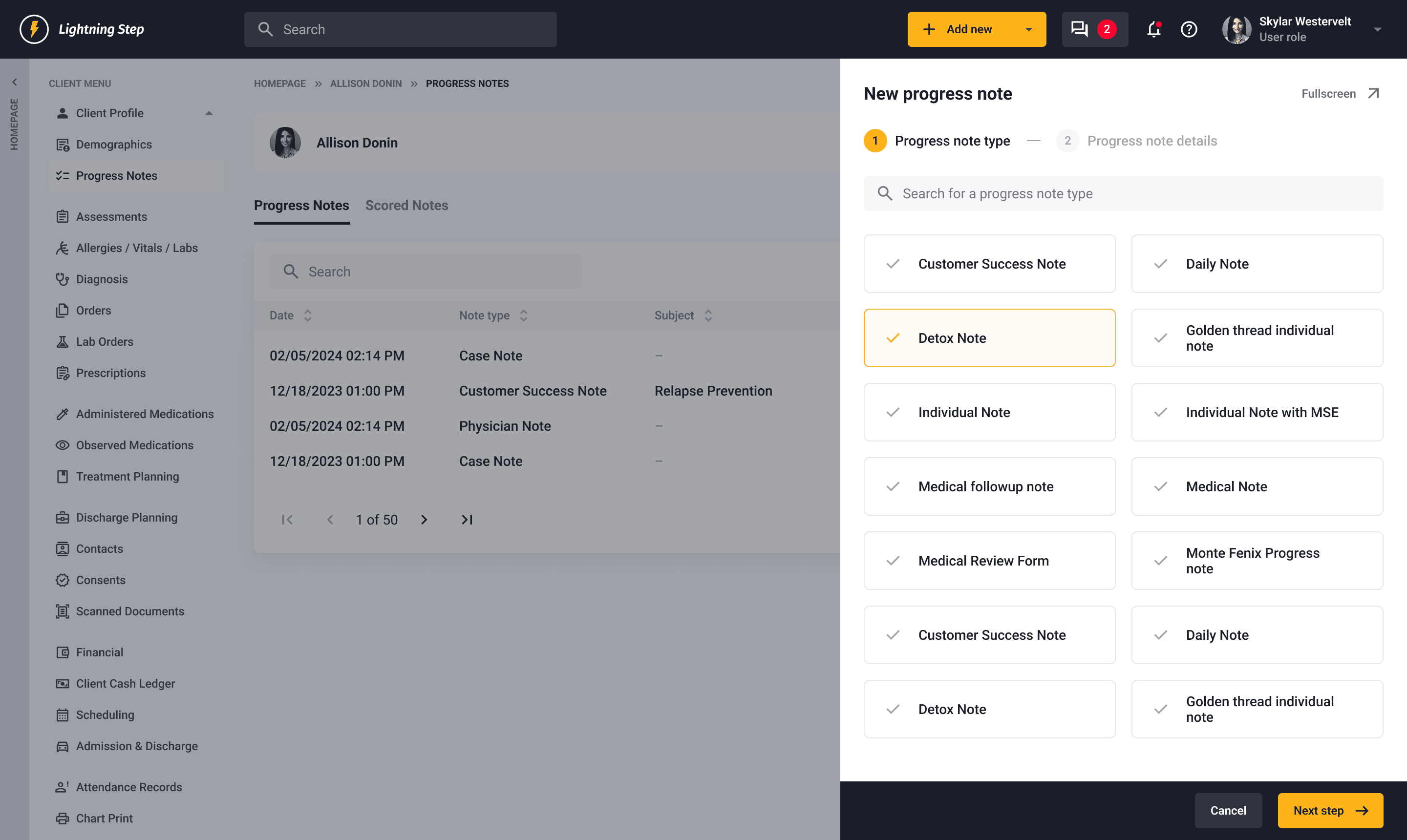 Lightning Step Sidebar